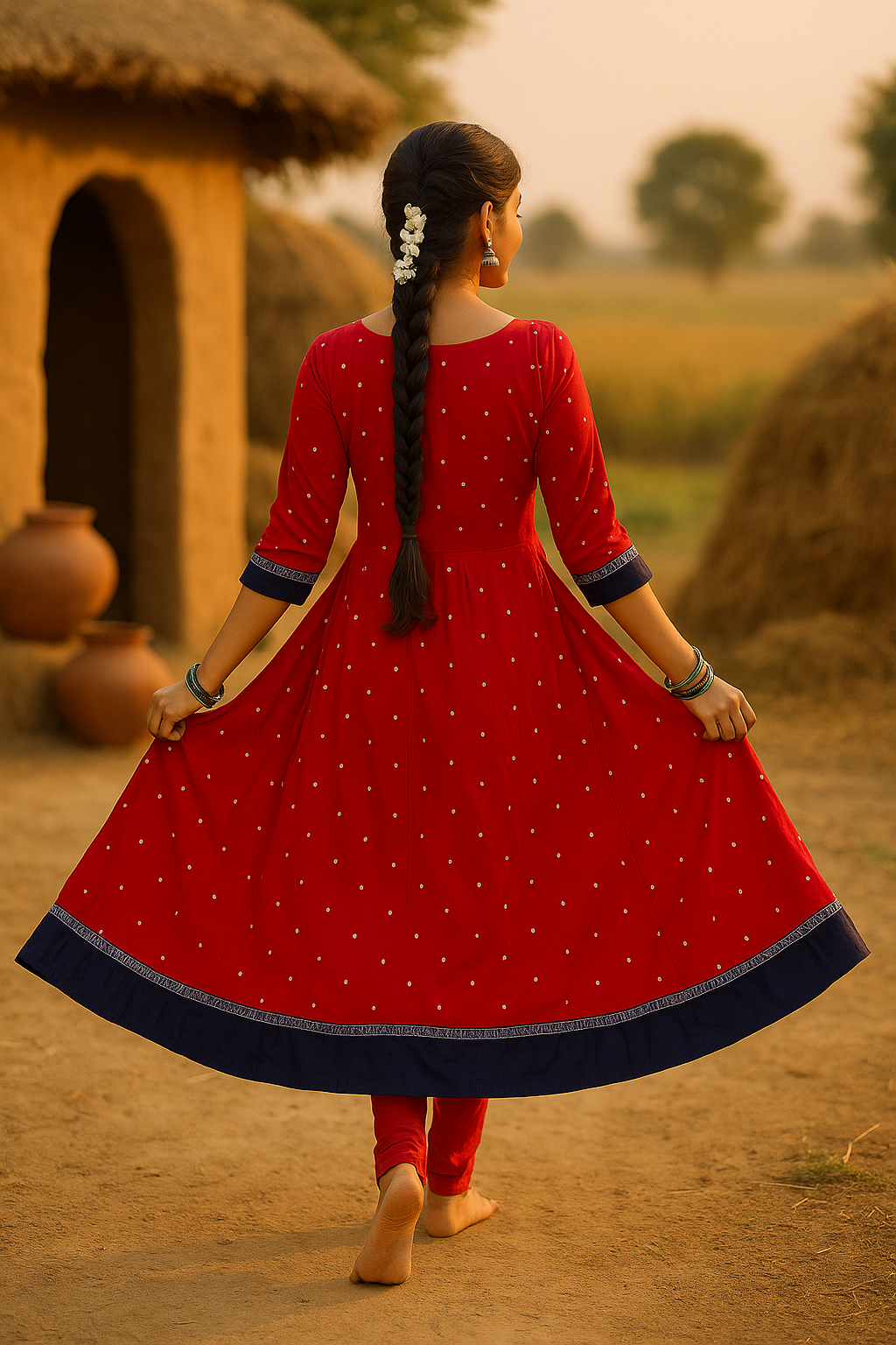 Sambalpuri Handloom Red Cotton Kurti with Temple Motifs | Festive Ikat Ethnic Wear