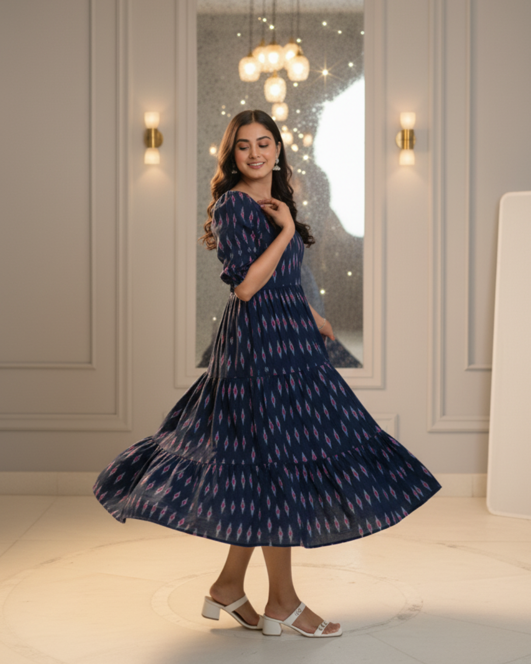 Neelika – Sambalpuri Ikat Cotton Midi Dress