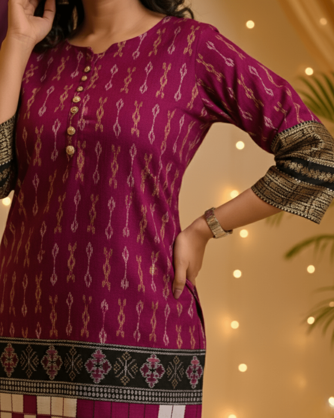 Aadhira Handwoven Sambalpuri Cotton Kurti Set - PINDHAN