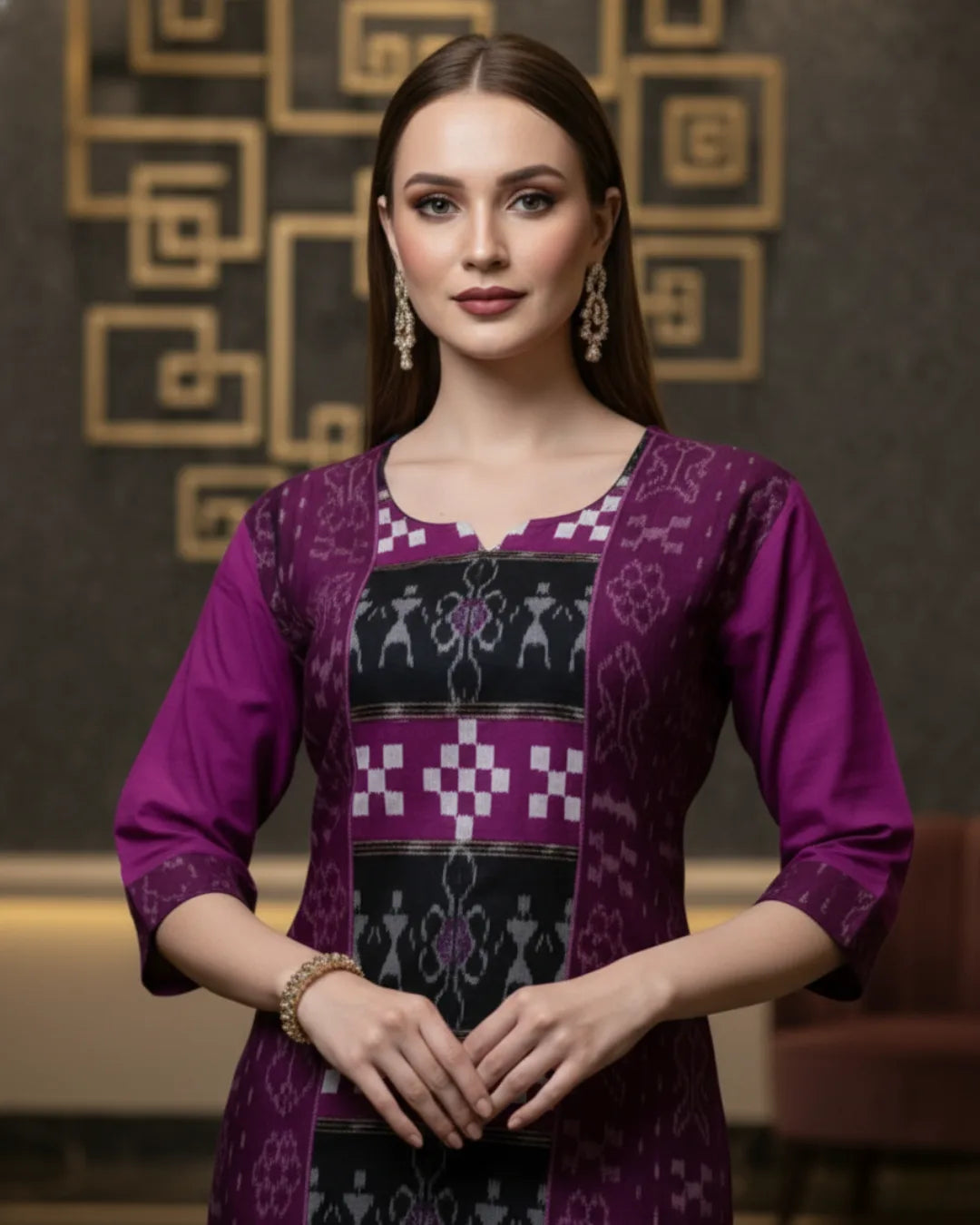Sarini Purple & Black Sambalpuri Cotton Kurti