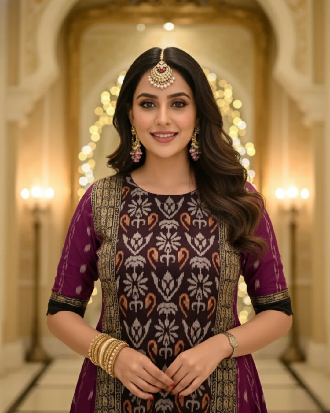 Shanaya Purple & Black Sambalpuri Handwoven Gown - PINDHAN