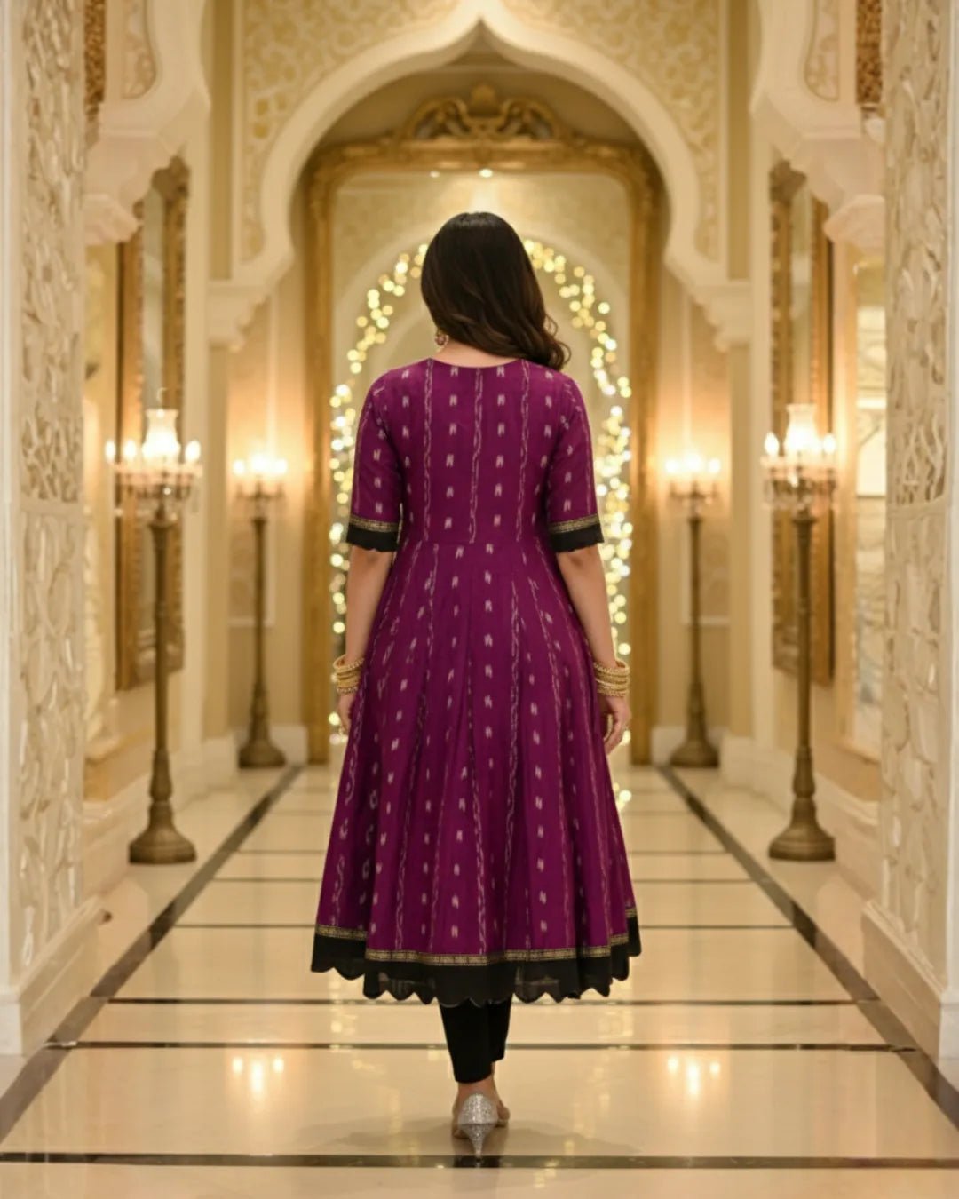 Shanaya Purple & Black Sambalpuri Handwoven Gown - PINDHAN