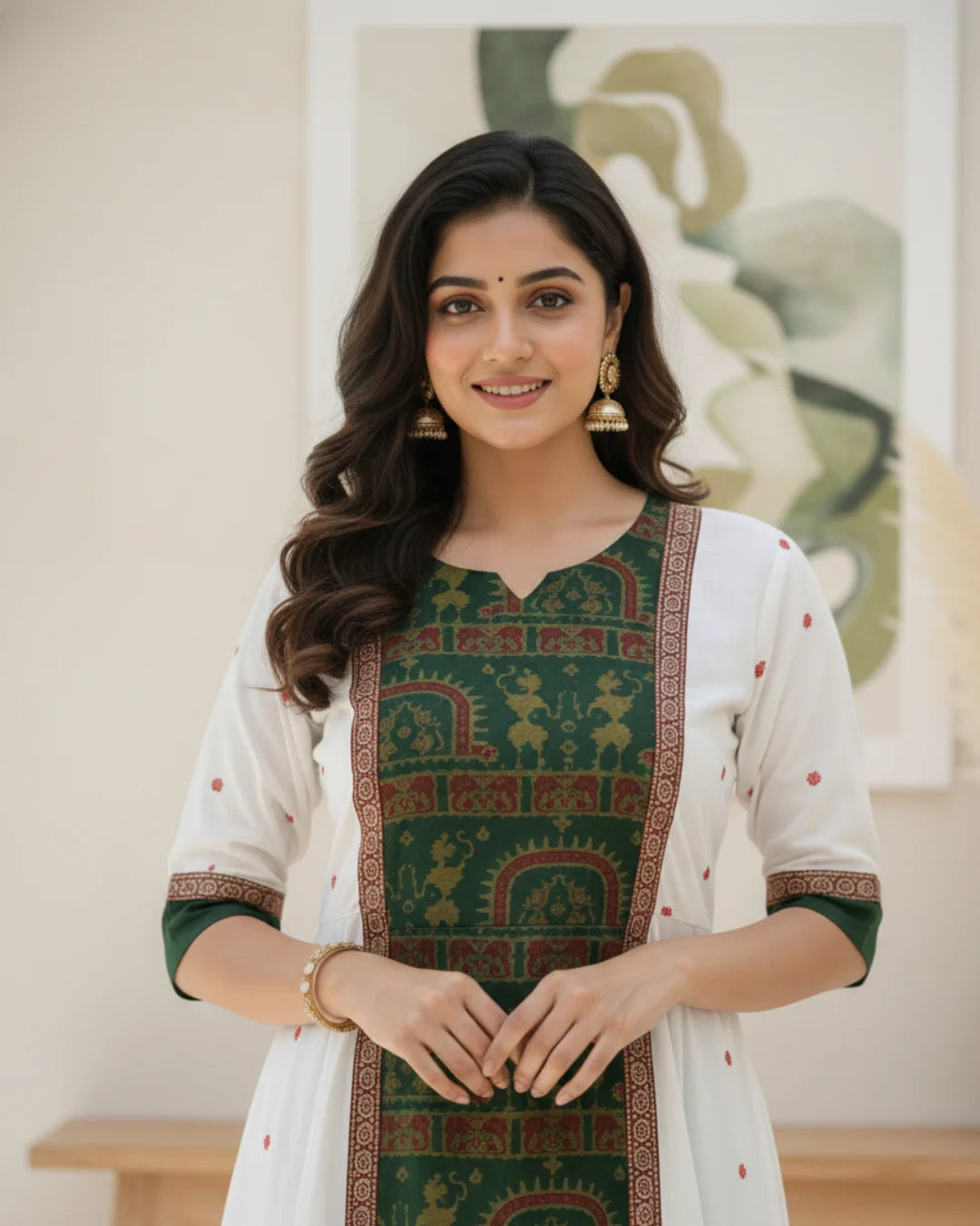 Sveta Harita White & Emerald Sambalpuri Handloom Gown
