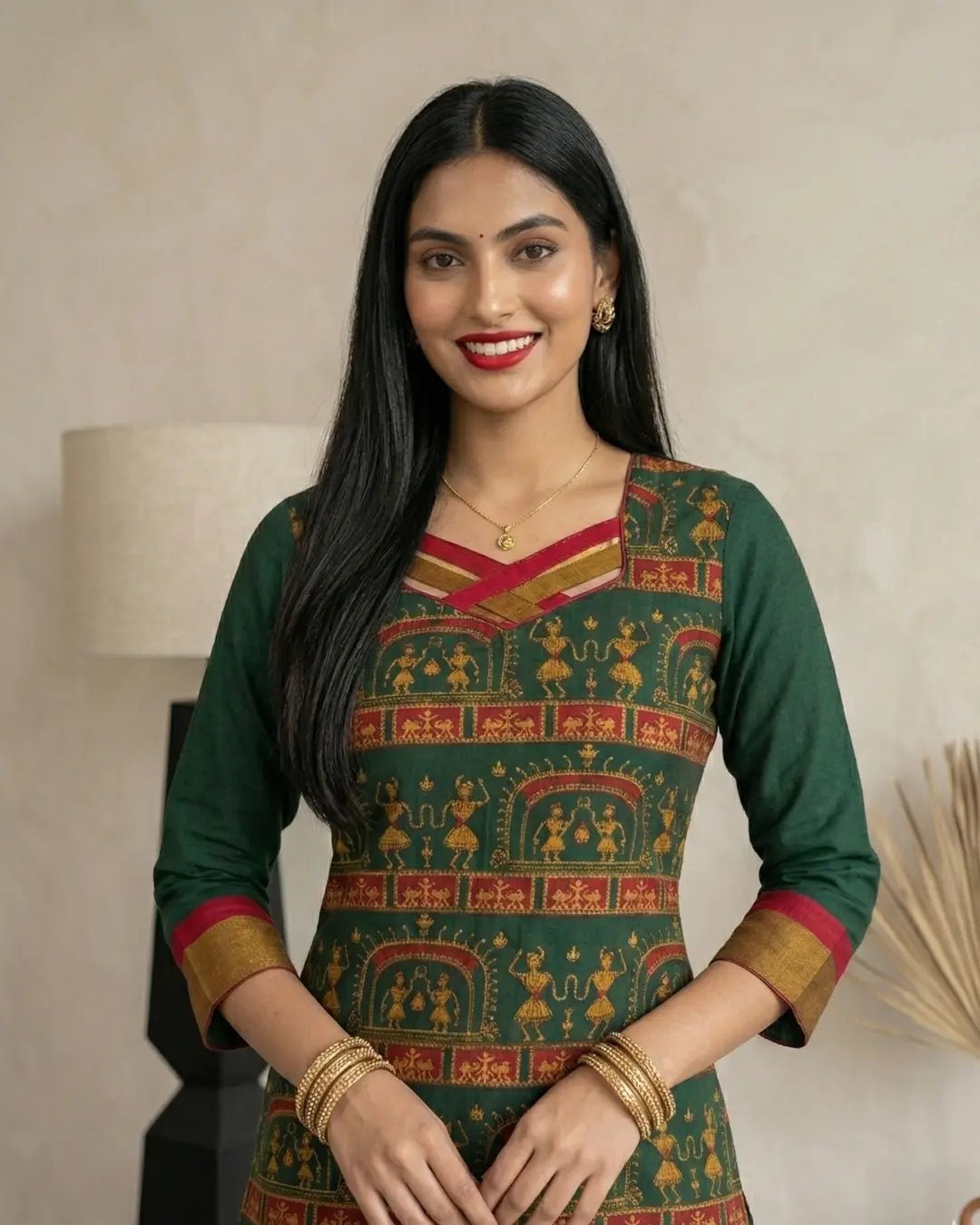 Nrtyarekha Green Sambalpuri Handloom Kurti - PINDHAN