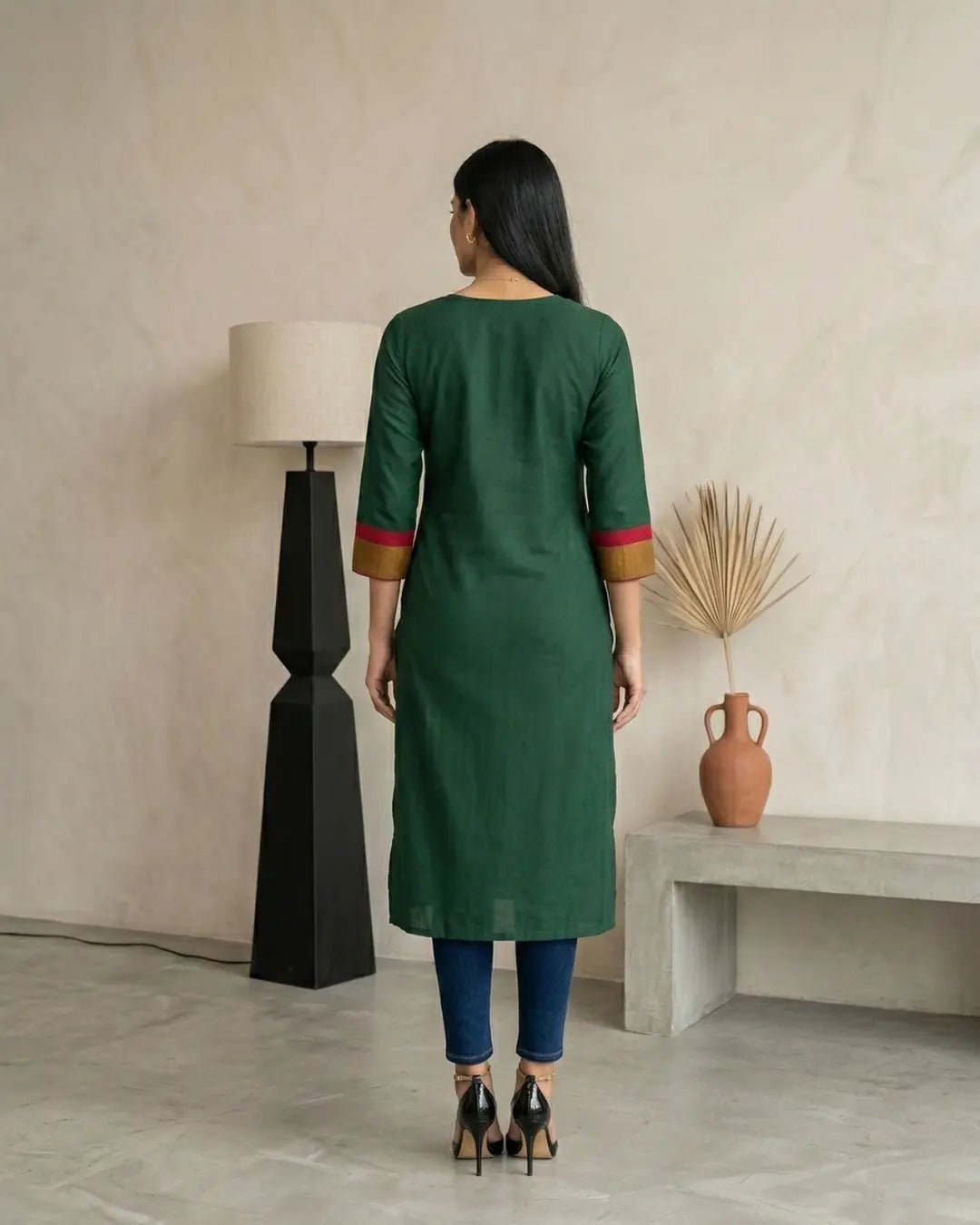 Nrtyarekha Green Sambalpuri Handloom Kurti - PINDHAN