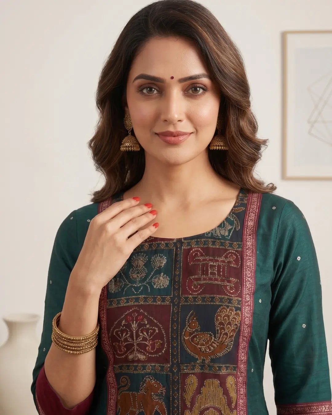 Chitrakatha Green Sambalpuri Handloom Gown - PINDHAN