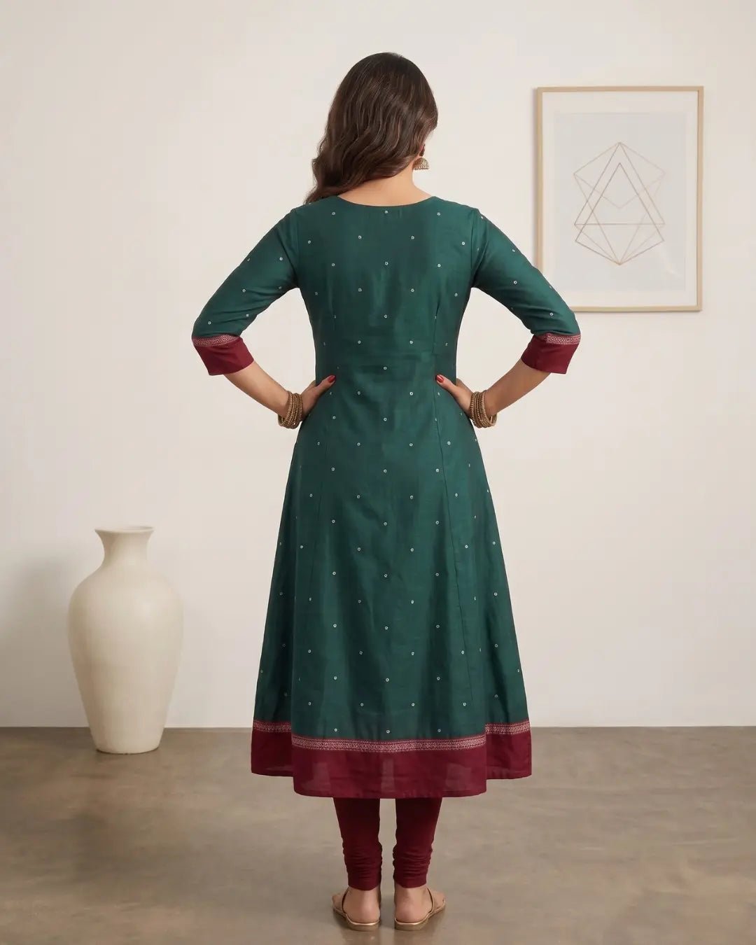 Chitrakatha Green Sambalpuri Handloom Gown - PINDHAN