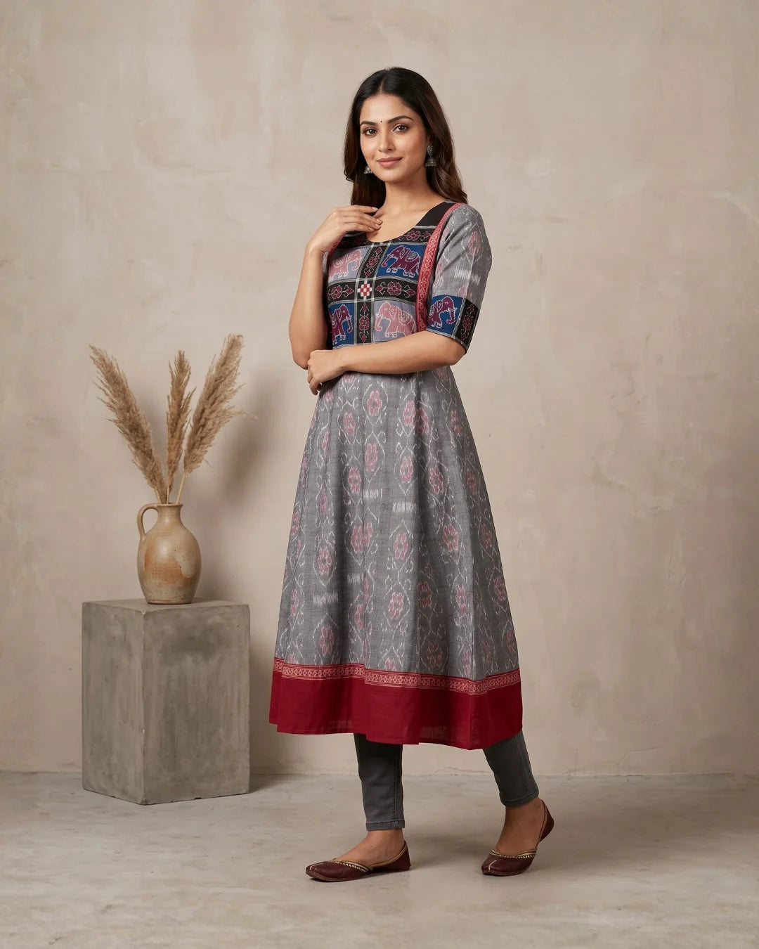 Sailarupa Grey Sambalpuri Handloom Anarkali