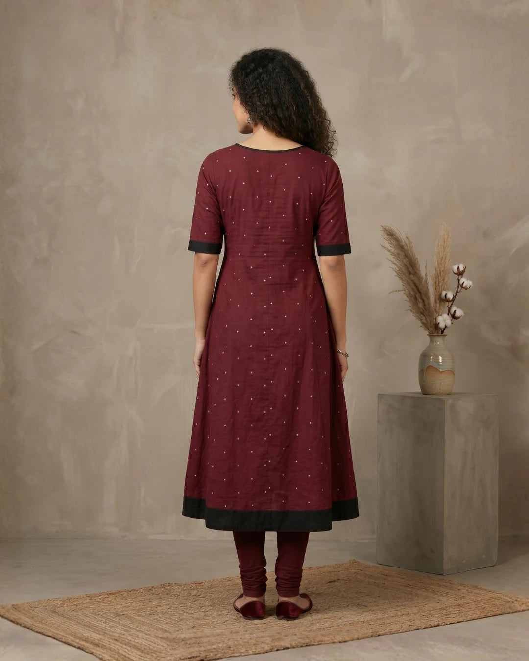 Kumudini Maroon Sambalpuri Handloom Anarkali