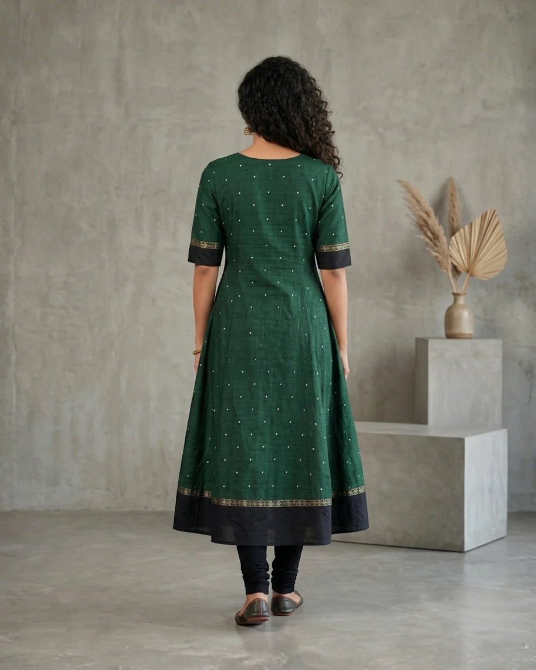 Haritayani Green Sambalpuri Handloom Anarkali