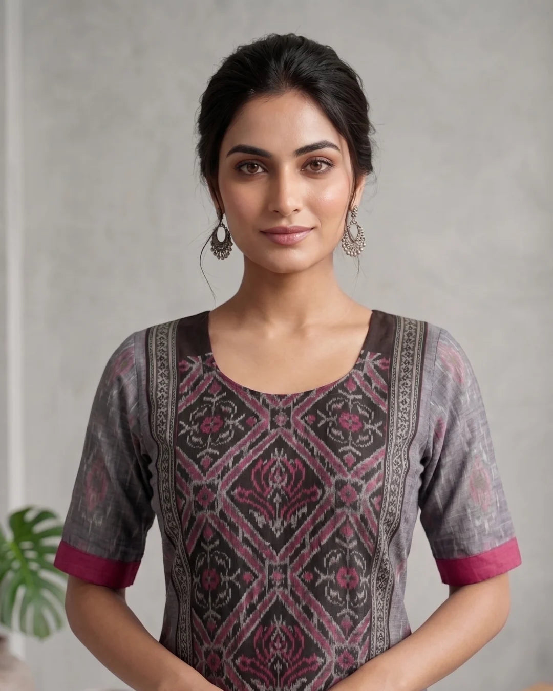 Rajanisri Grey & Magenta Sambalpuri Handloom Anarkali
