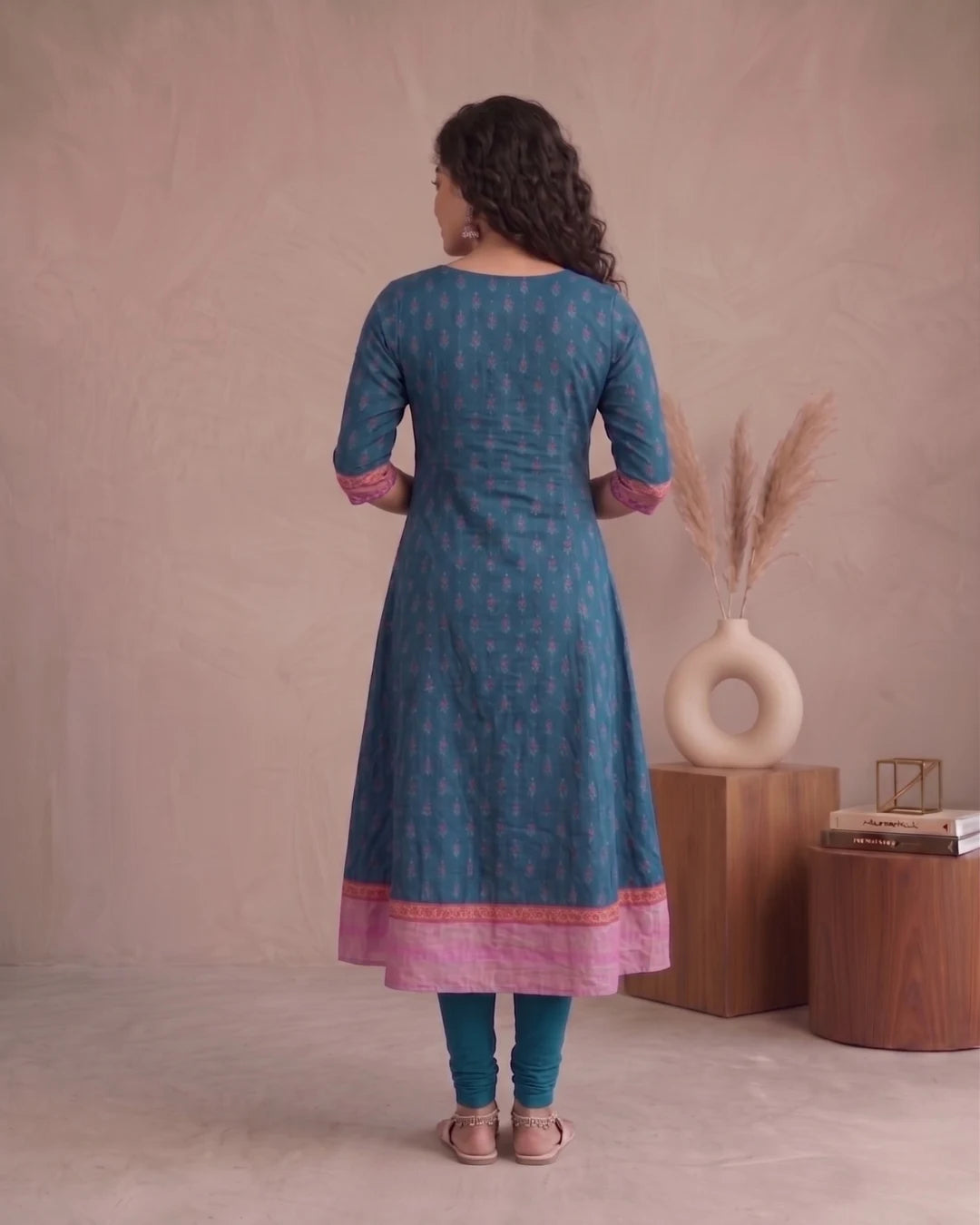 Nilapuspa Blue & Pink Sambalpuri Handloom Anarkali