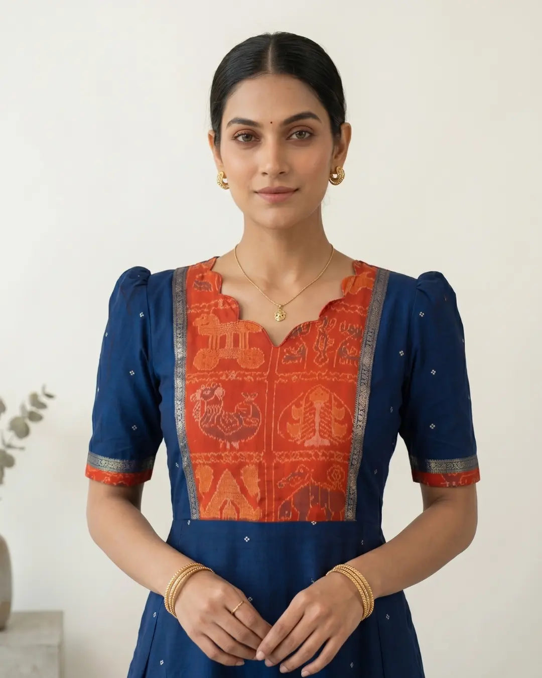 Nilambari Blue Sambalpuri Handloom Anarkali