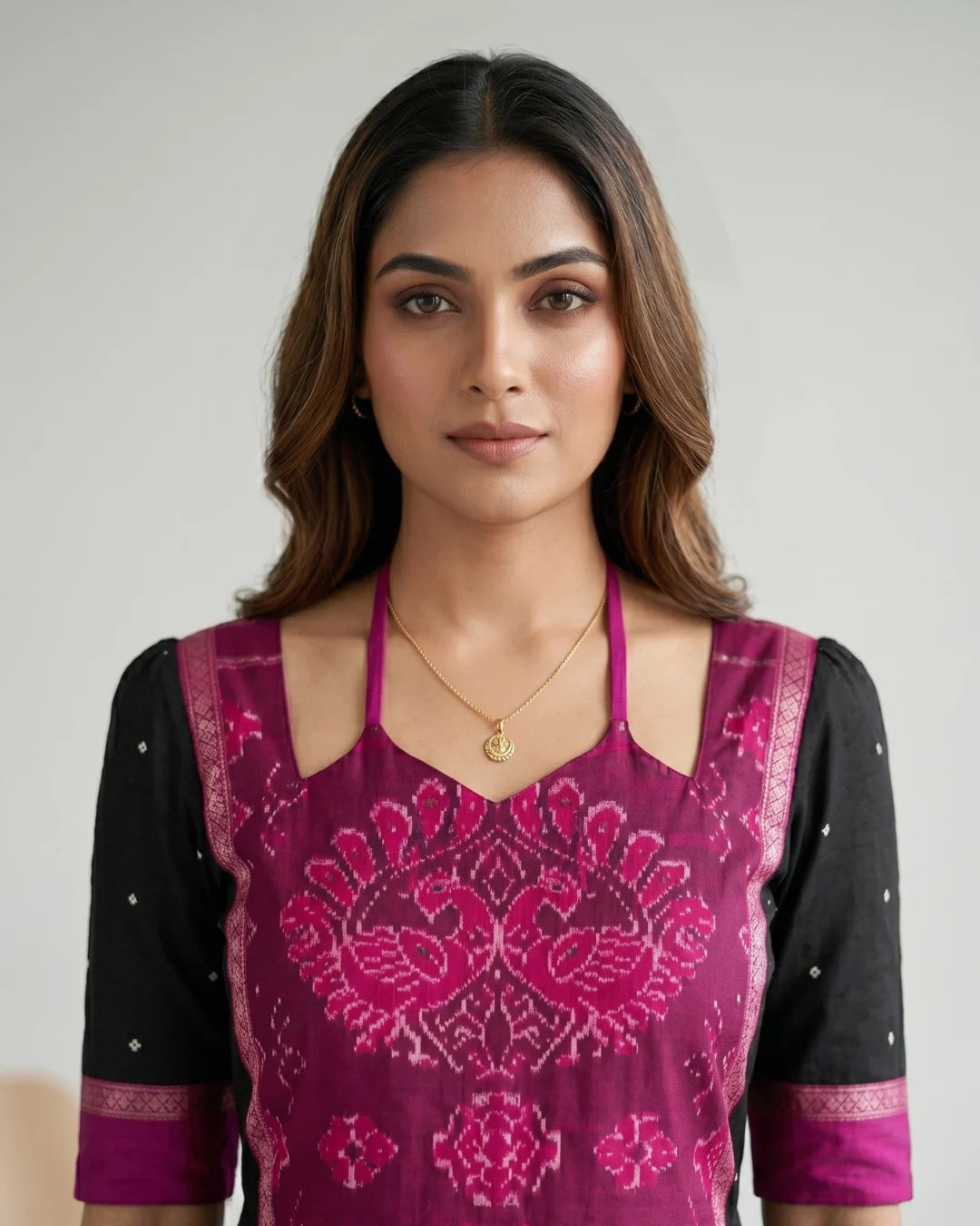 Madhurima Magenta Sambalpuri Handloom Anarkali Set