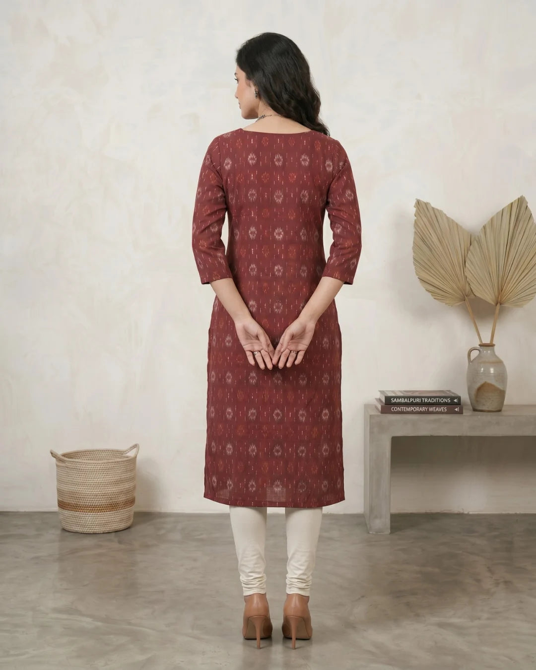 Madhavi Maroon Sambalpuri Handloom Kurti