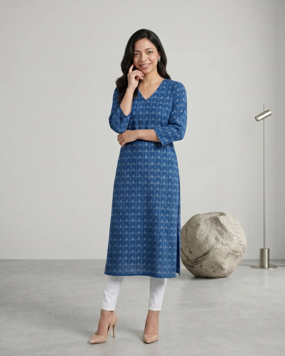 Neelima Indigo Blue Sambalpuri Handloom Kurti
