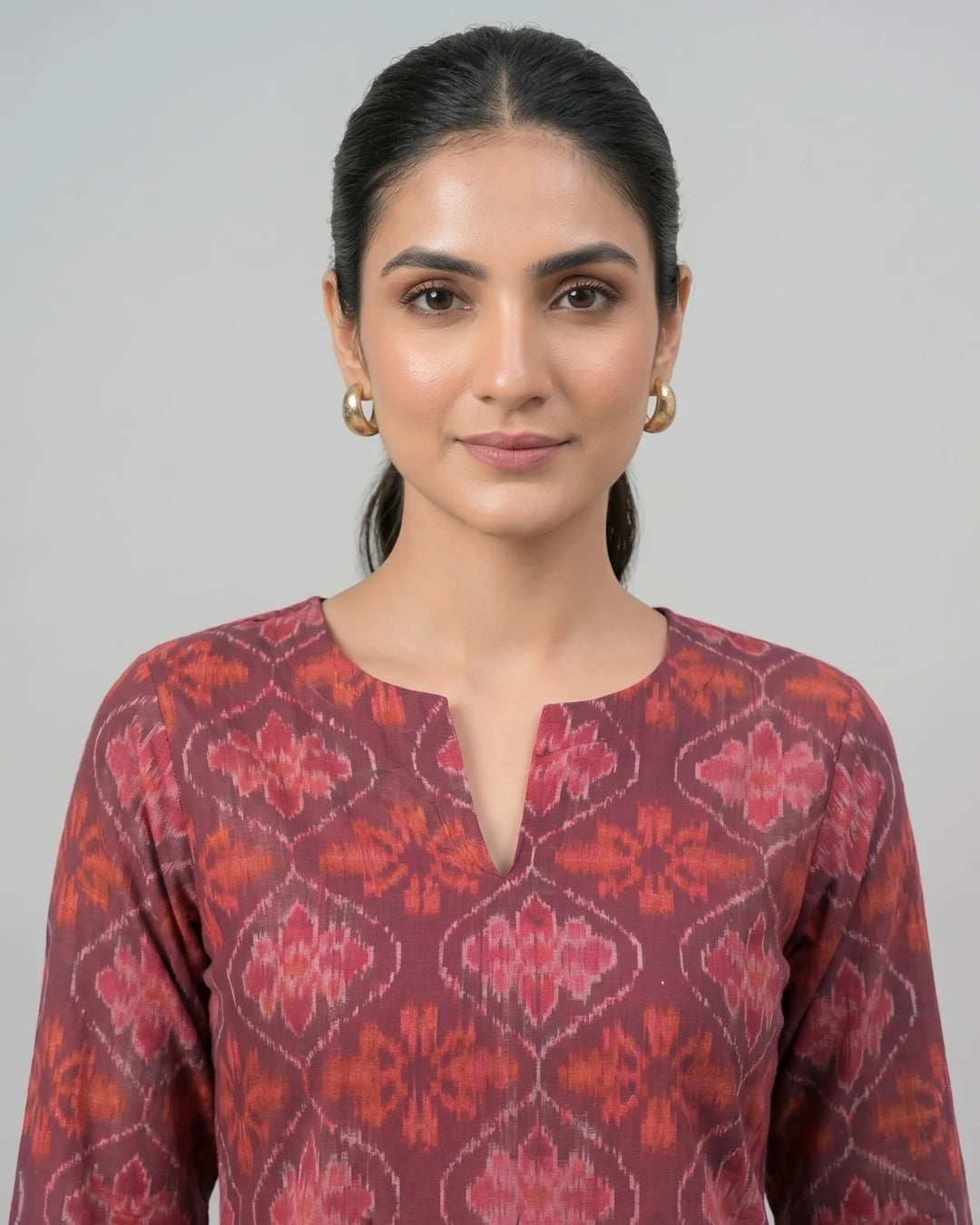 Padmakshi Wine Maroon Sambalpuri Handloom Kurti
