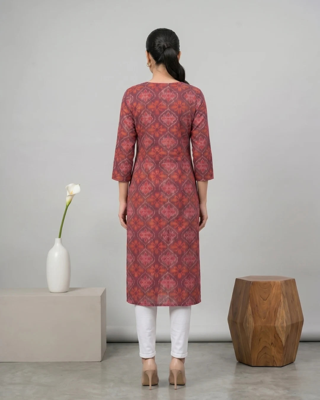 Padmakshi Wine Maroon Sambalpuri Handloom Kurti