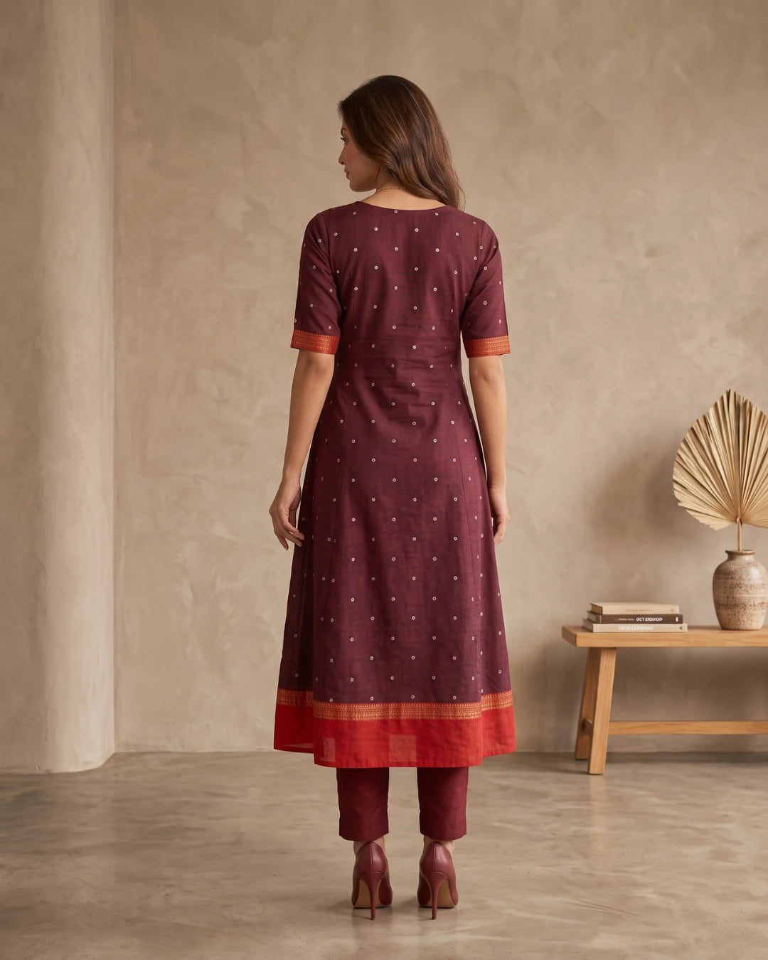 Chitrangada Maroon Sambalpuri Handloom Anarkali Dress