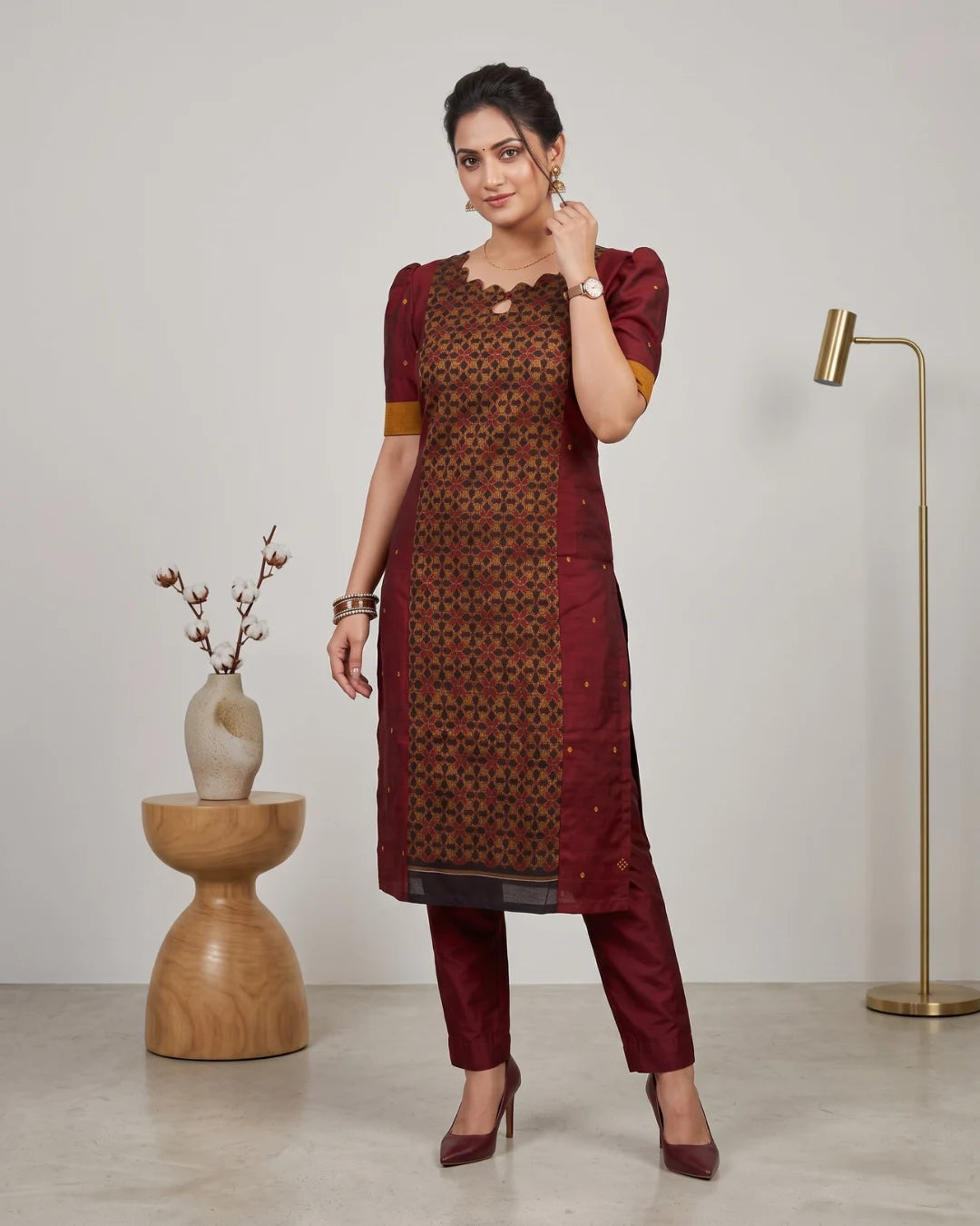 Manjistha Maroon Sambalpuri Handloom Kurti