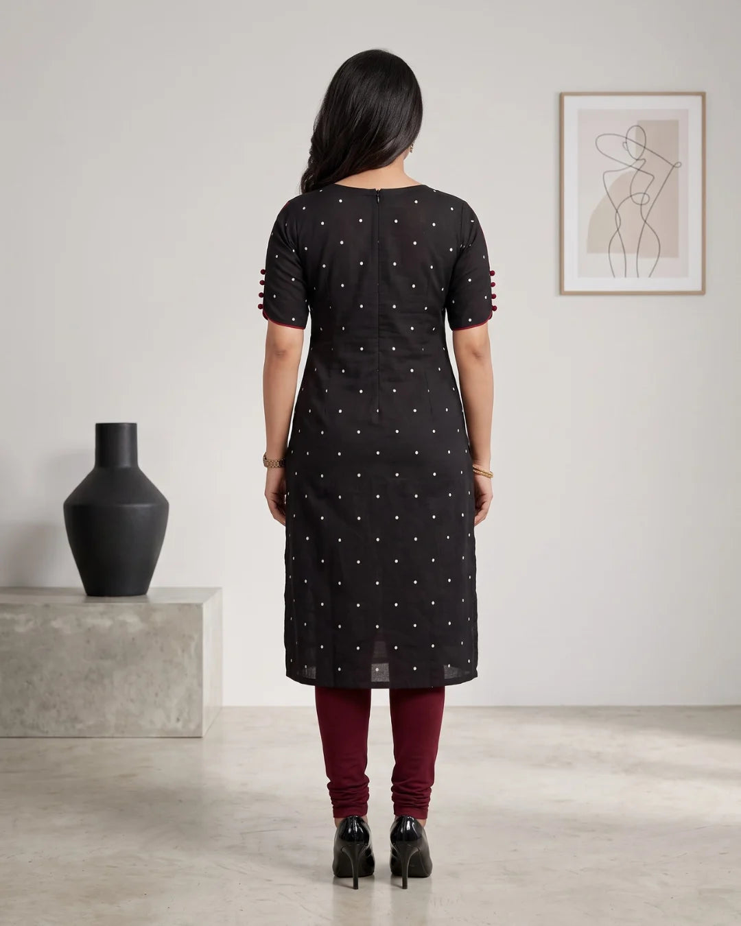 Mrinalini Maroon & Black Sambalpuri Handloom Kurti