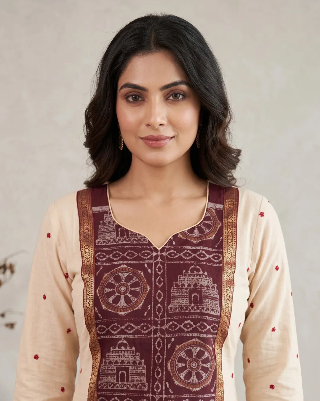 Shvetika Ivory Sambalpuri Handloom Kurti