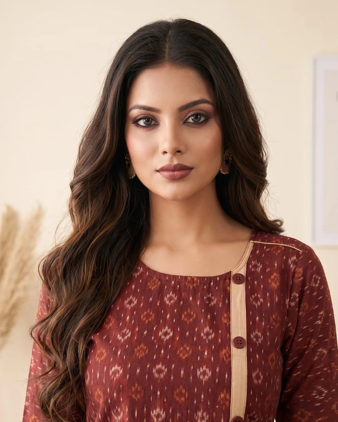 Madhavi Maroon Sambalpuri Handloom Kurti