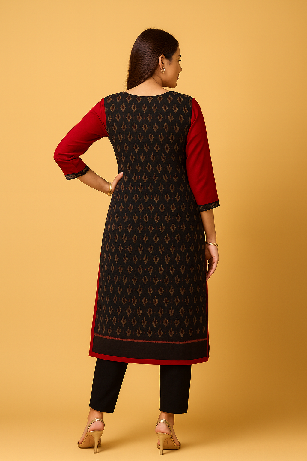 Sambalpuri Black & Red Grace Handloom Kurti