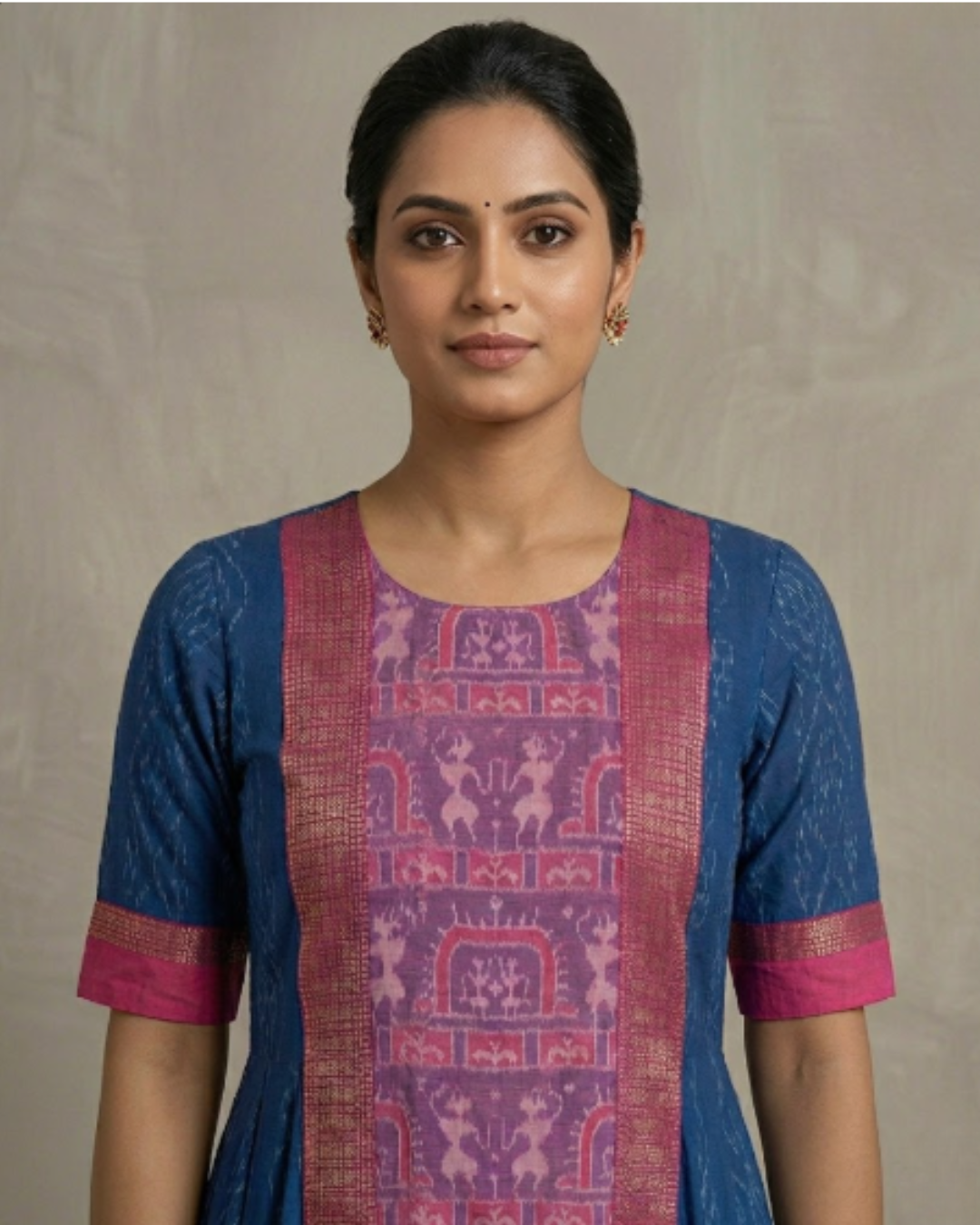 Nila Madhavi Royal Blue & Magenta Sambalpuri Handloom Gown