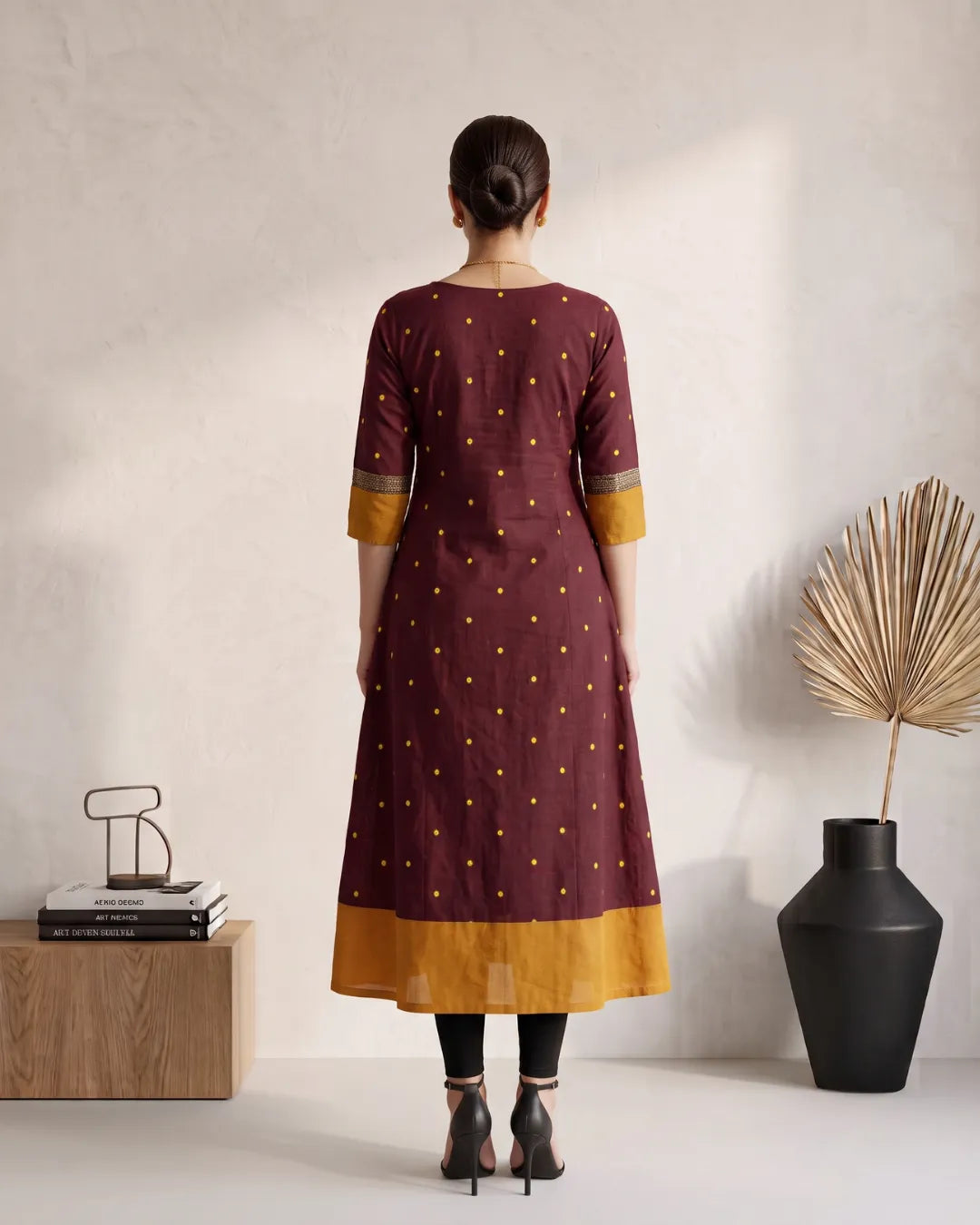 Raktima Maroon Sambalpuri Handloom Anarkali Dress