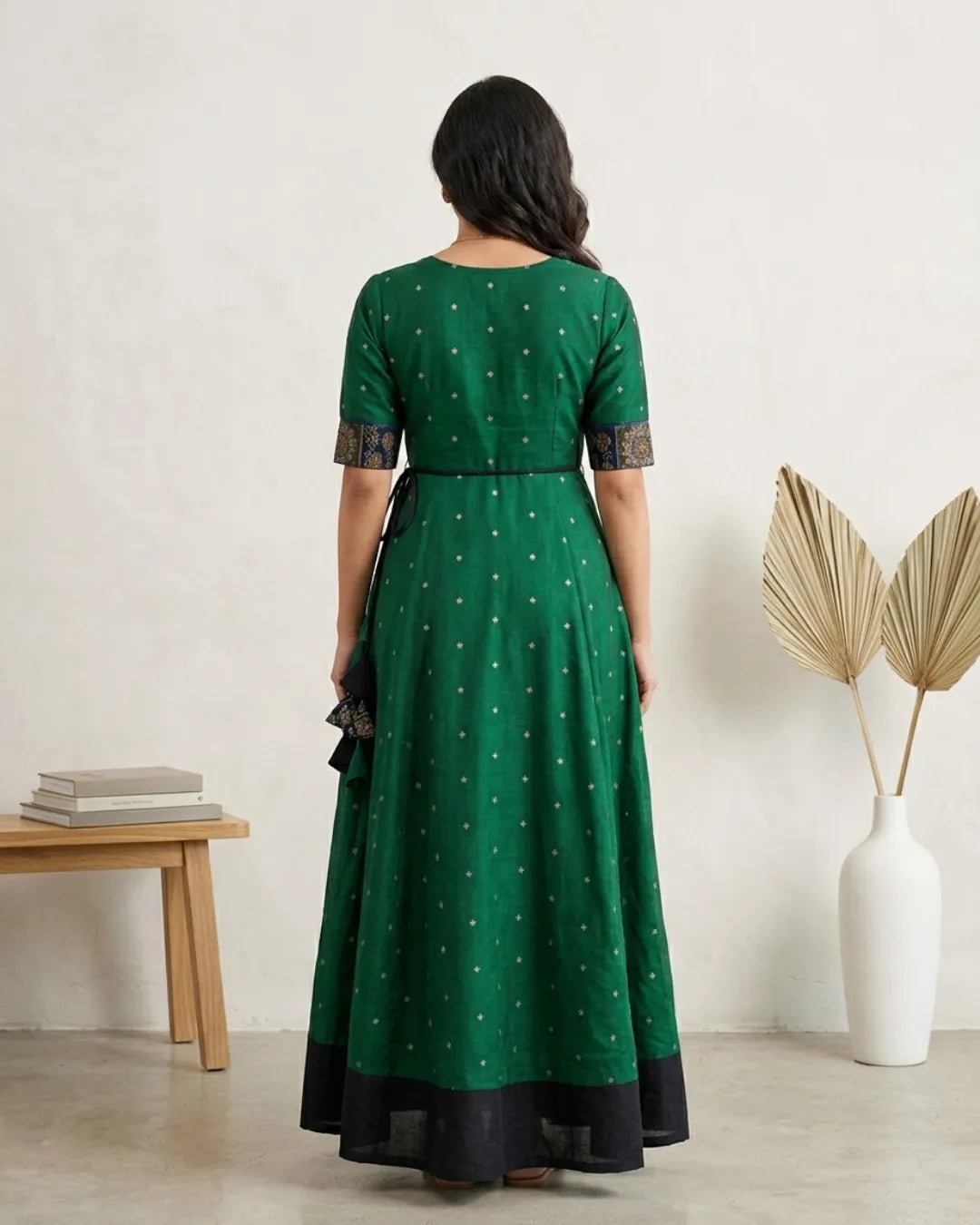 Vanya Green Sambalpuri Handloom Anarkali Dress