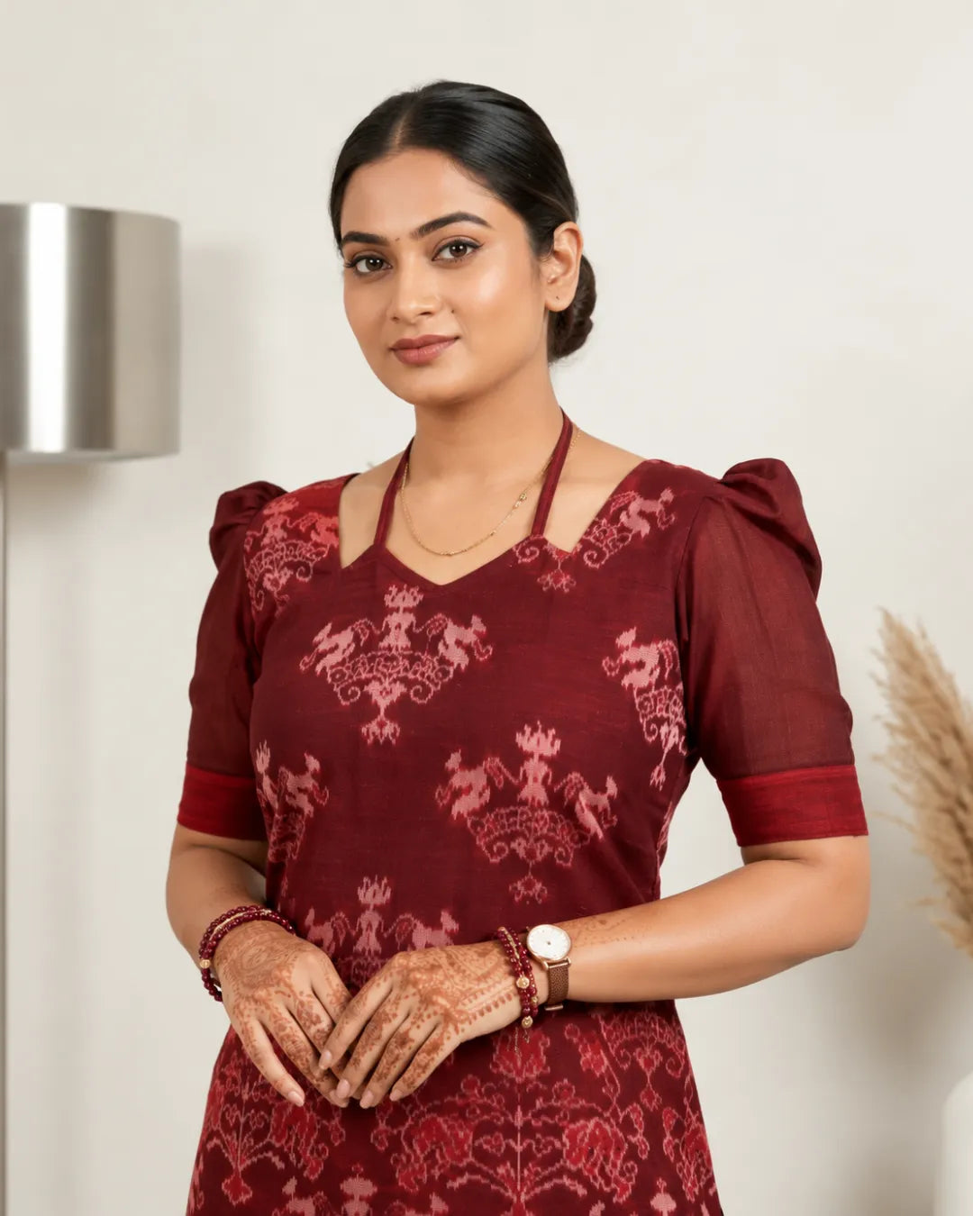 Lalima Maroon Sambalpuri Handloom Kurti