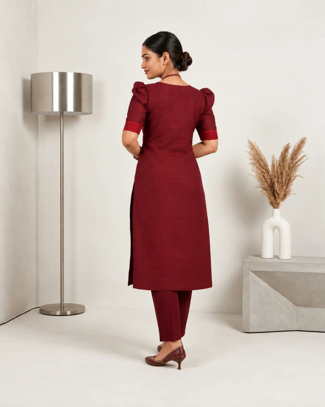Lalima Maroon Sambalpuri Handloom Kurti