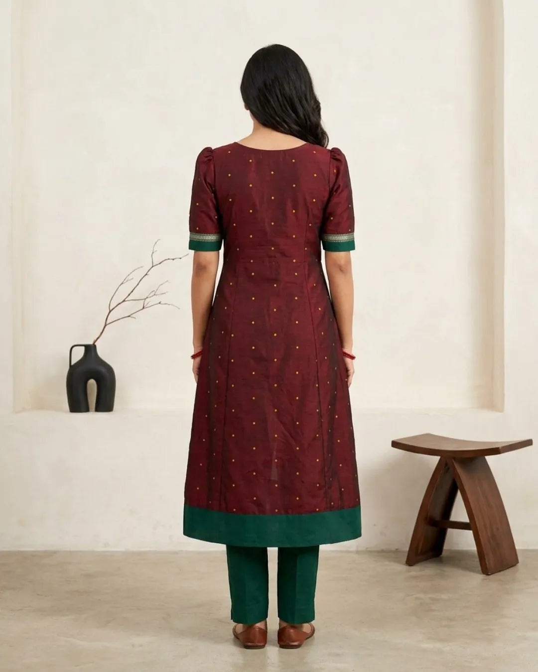 Vasudha Maroon Sambalpuri Handloom Gown