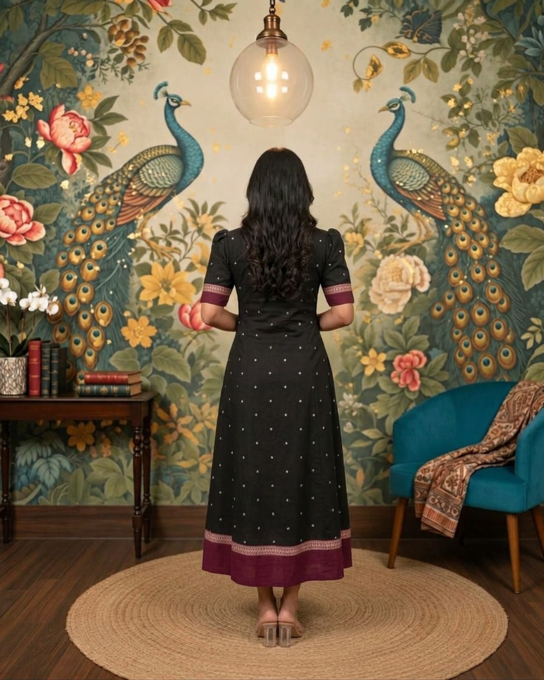 Yamini Black & Purple Sambalpuri Handloom Anarkali