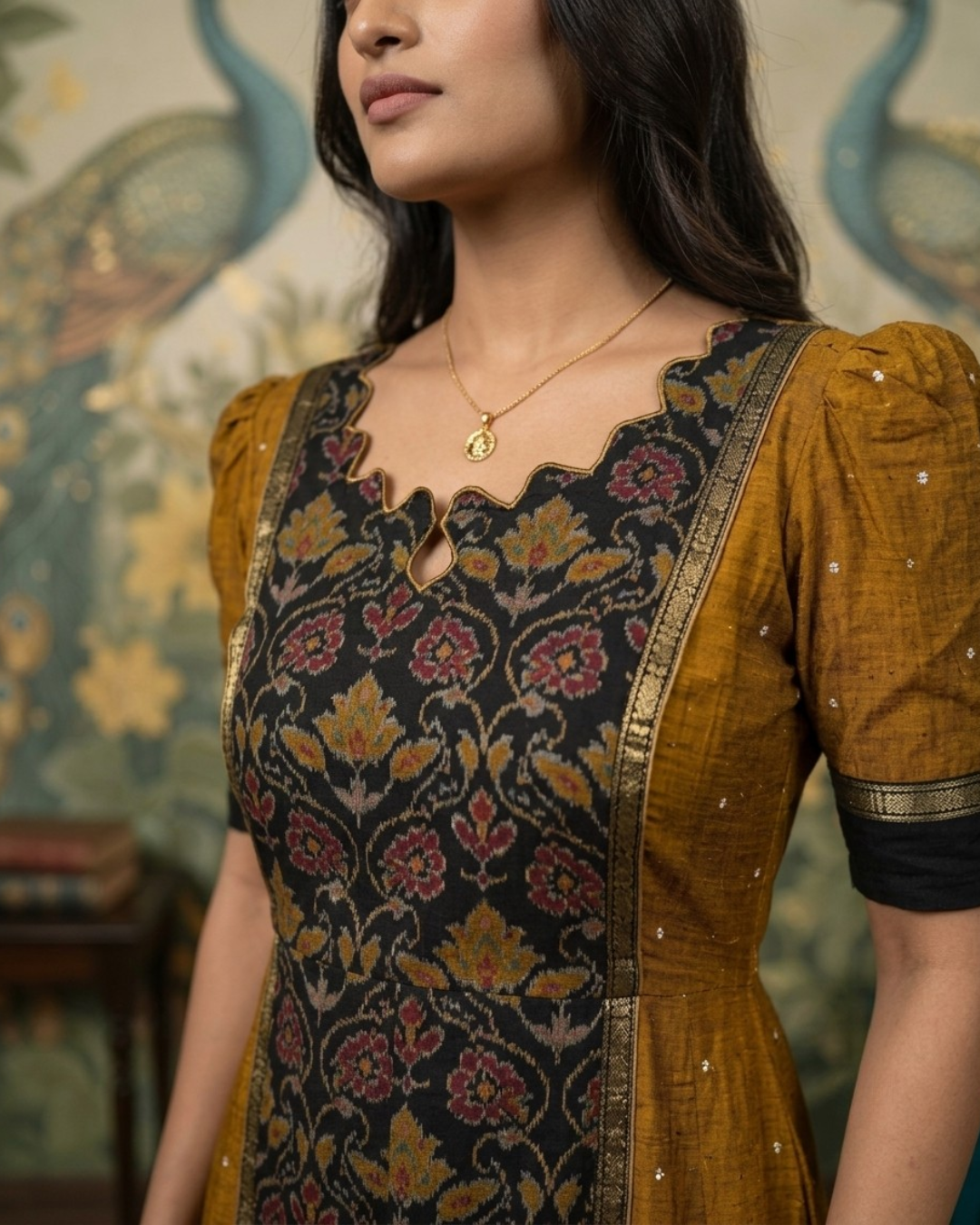 Mayurika Mustard Yellow Sambalpuri Handloom Gown