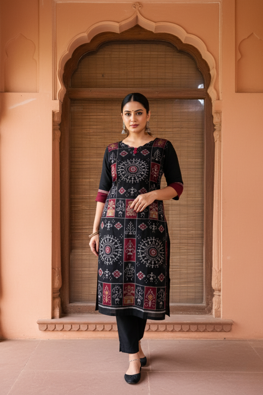 Shringar Sambalpuri Handwoven Art Kurti Set