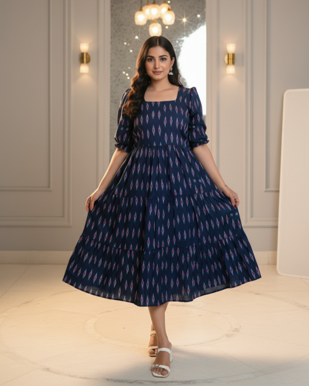 Neelika – Sambalpuri Ikat Cotton Midi Dress