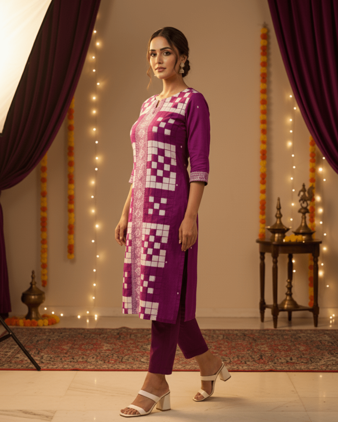 Varnika Handwoven Sambalpuri Cotton Kurti Set - PINDHAN