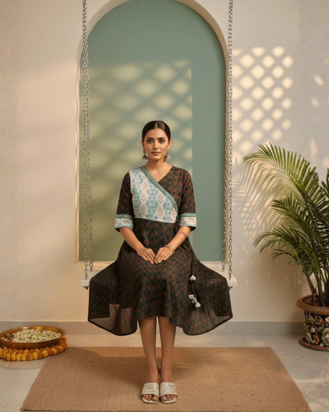 Taraangi Handwoven Sambalpuri Wrap Midi Dress - PINDHAN