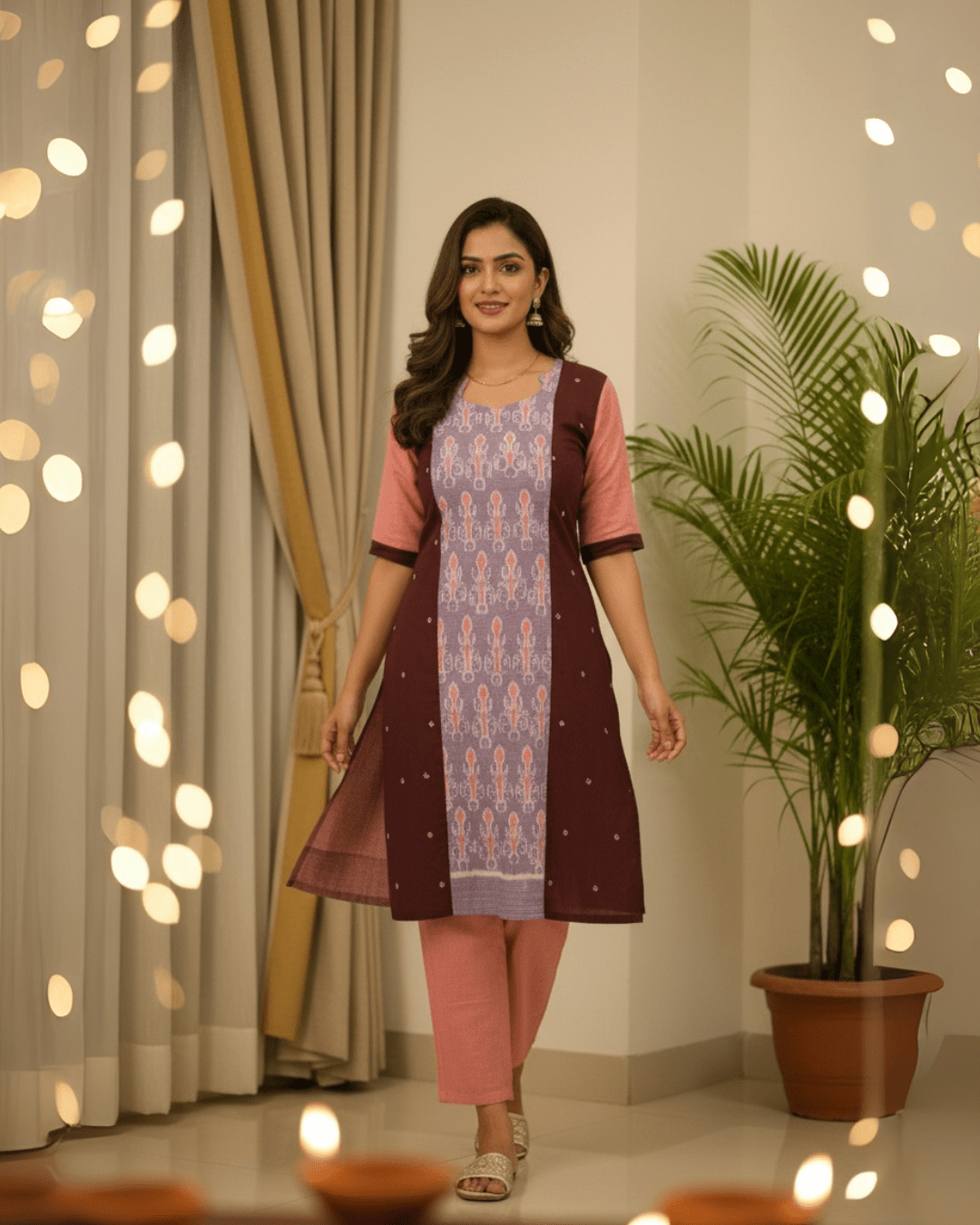 Vamika Handwoven Sambalpuri Cotton Kurti Set - PINDHAN