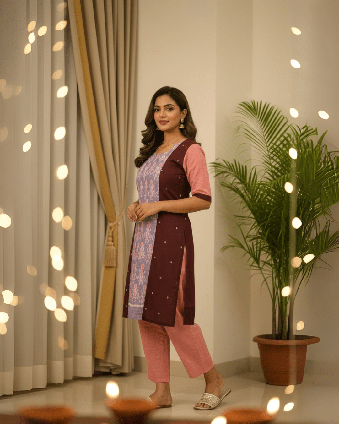 Vamika Handwoven Sambalpuri Cotton Kurti Set - PINDHAN