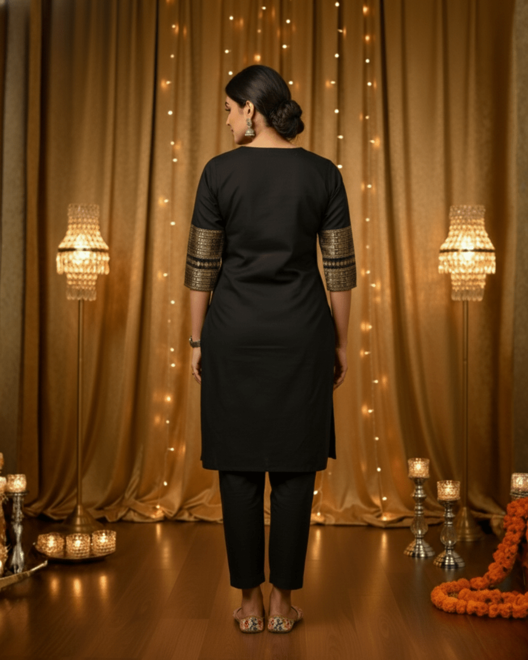 Rajani Handwoven Black & Blue Sambalpuri Kurti Set - PINDHAN