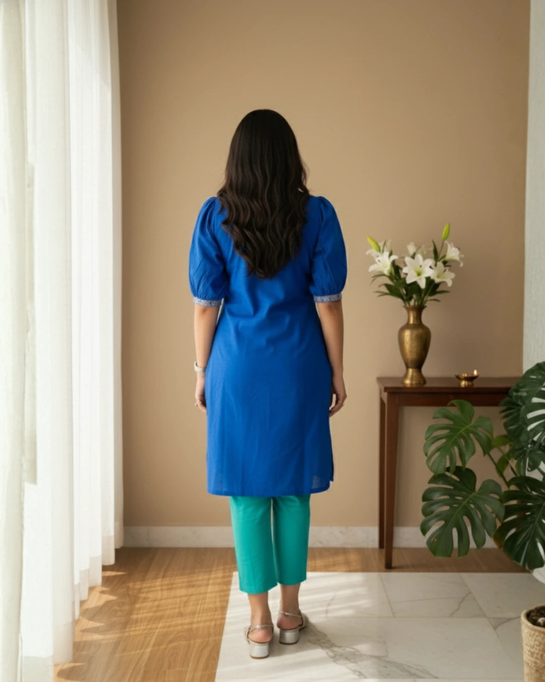 Mitali, Blue & Green Sambalpuri Handwoven Cotton Kurti