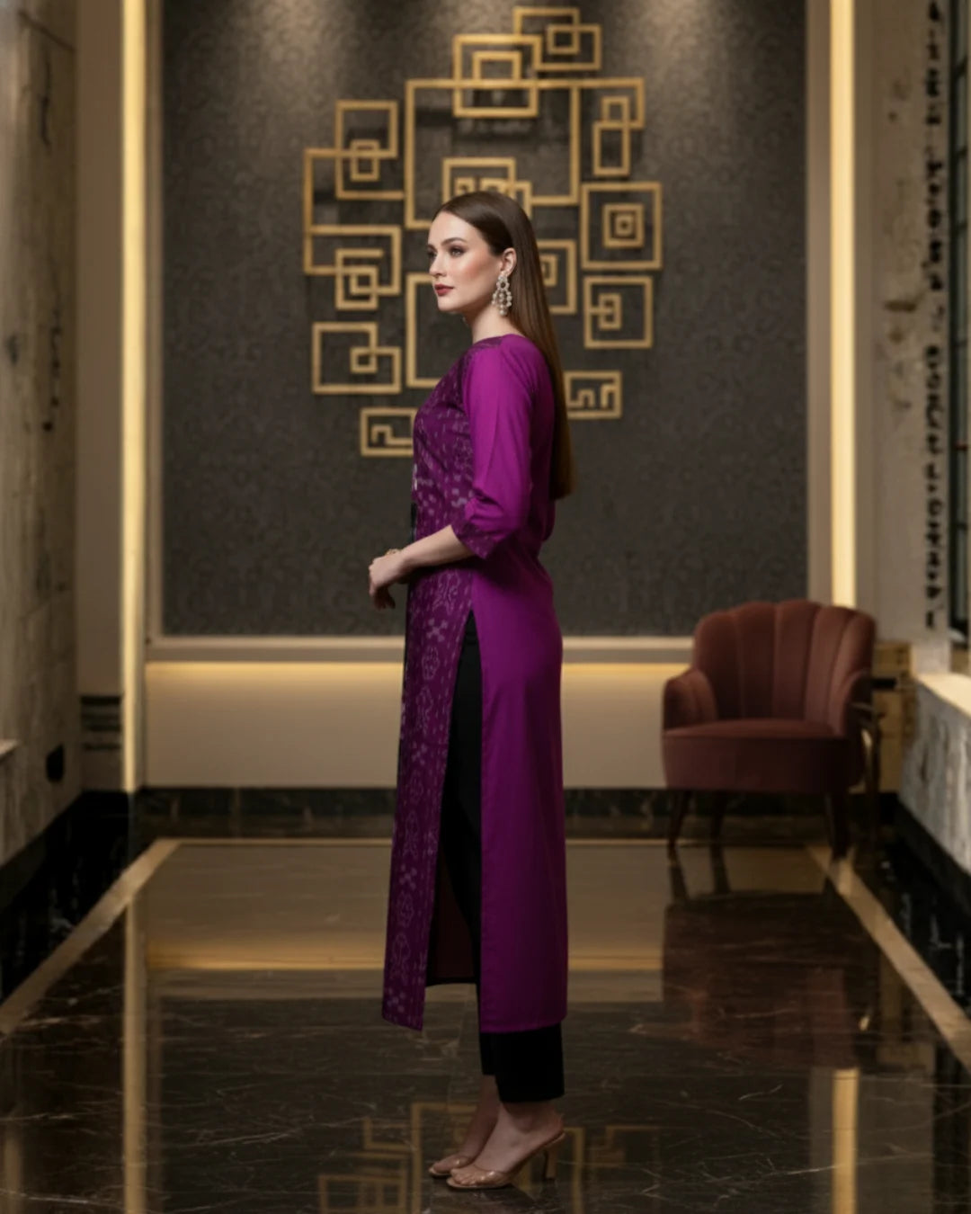 Sarini Purple & Black Sambalpuri Cotton Kurti