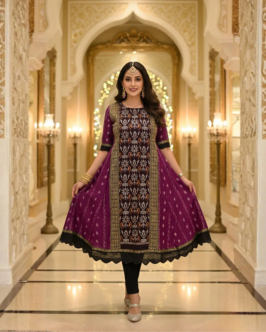 Shanaya Purple & Black Sambalpuri Handwoven Gown