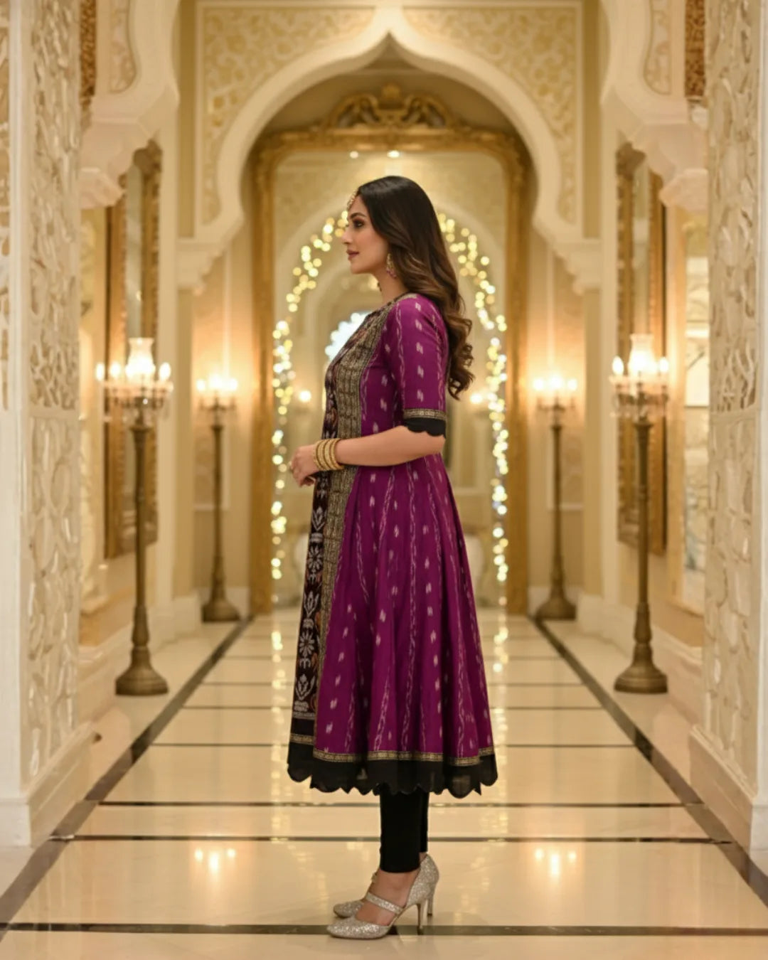 Shanaya Purple & Black Sambalpuri Handwoven Gown