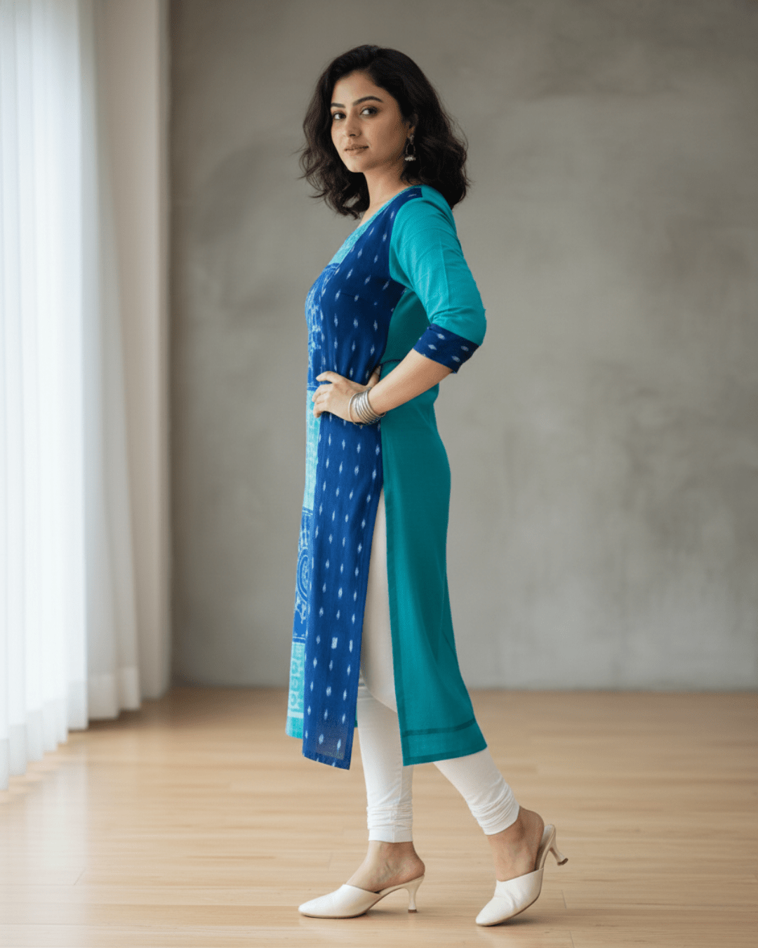 Vanya Black & Blue Tribal Art Sambalpuri Kurti - PINDHAN