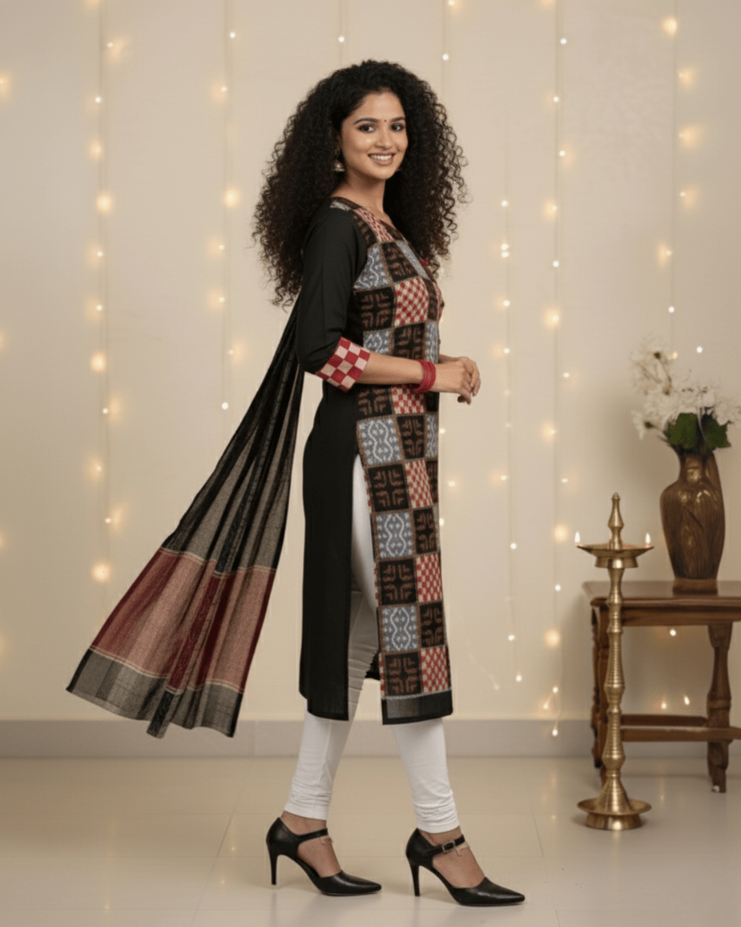 Kavyanjali – Sambalpuri Handwoven Kurti with Dupatta Set - PINDHAN