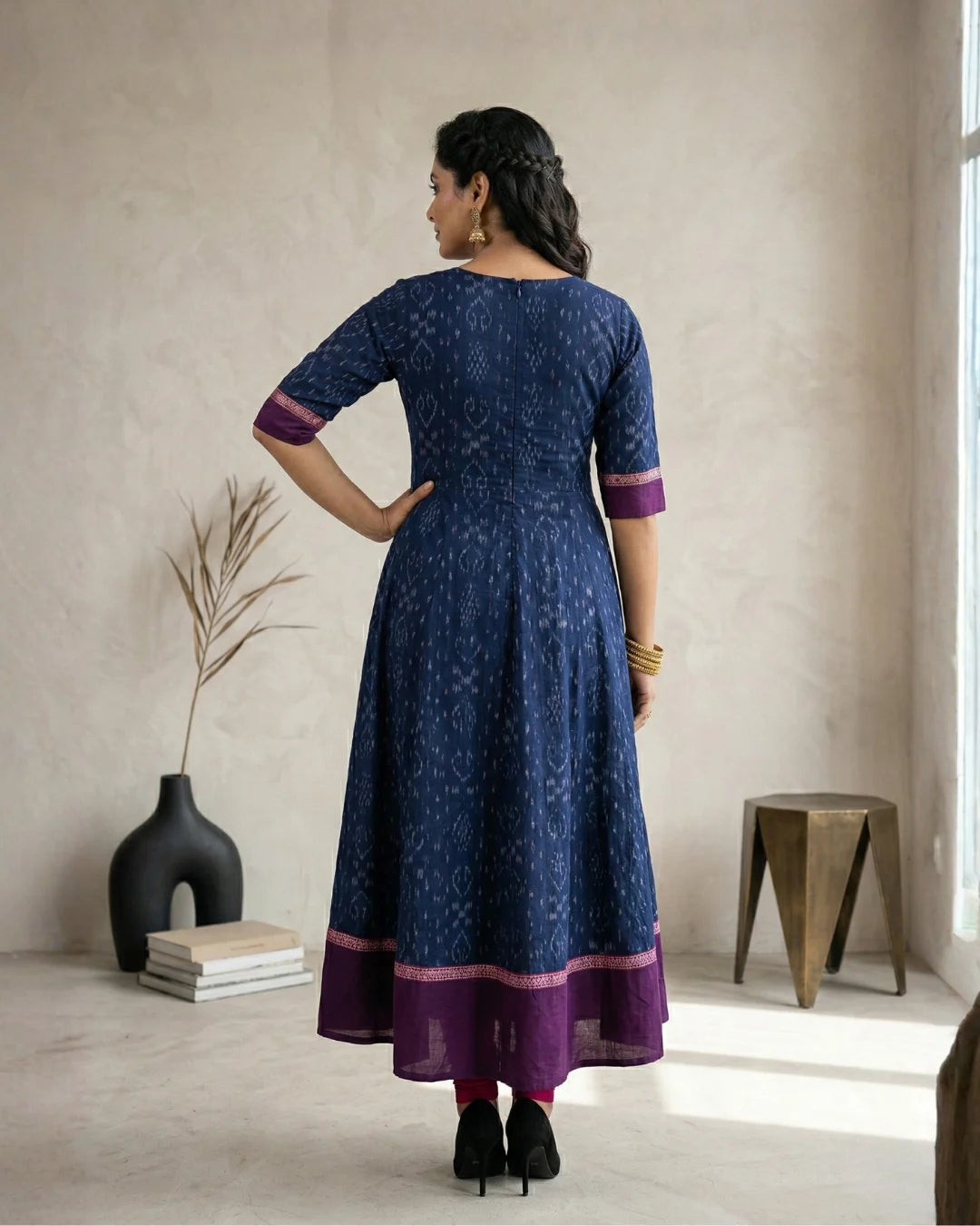 Nila Madhavi Royal Blue & Magenta Sambalpuri Handloom Gown